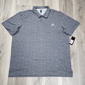 Adidas Polo Men's 2XL Gray Go To Stripe Short Sleeve New